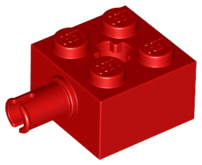 Brick Special 2 x 2 with Pin and Axle Hole in Red