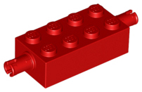 Brick Special 2 x 4 with Pins in Red