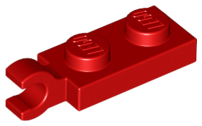 Plate Special 1 x 2 with Clip Horizontal on End in Red