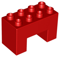 Duplo Brick 2 x 4 x 2 with 2 x 2 Square Arch in Red