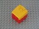 Duplo Train Cabin End with Yellow Top in Red