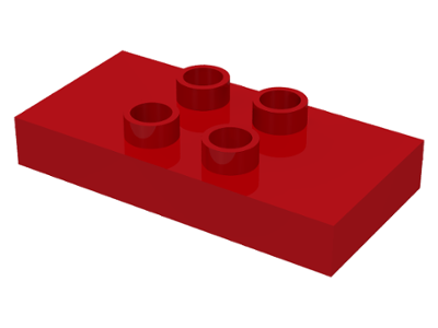 Duplo Plate 2 x 4 x 1/2 with 4 Center Studs [Thick] in Red