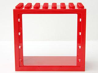 Duplo Building Door Frame / Entryway with Double Doorway and 4 x 8 Studs on Top in Red