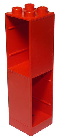 Duplo Building Column 2 x 2 x 6 with Drawer Slots on Two Sides in Red