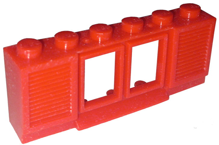 1 x 6 x 2 with Shutters with Extended Lip and Solid Studs, no Glass in Red