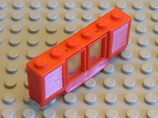 Window 1 x 6 x 2 with Shutters (old type) with Extended Lip and Solid Studs, with Fixed Glass in Red