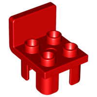 Duplo Chair with 4 Studs and Squared Back in Red