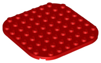 Plate Round Corners 8 x 8 in Red