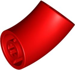 Brick Round 2 x 2 D. Tube with 45° Elbow and Axle Holes (Crossholes) at Each End [SHORT] in Red