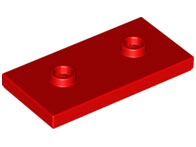 Plate Special 2 x 4 with Groove and Two Center Studs (Jumper) in Red