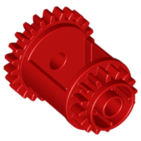 Technic Gear Differential, 24 -16 Tooth with Clutch on Both Sides in Red