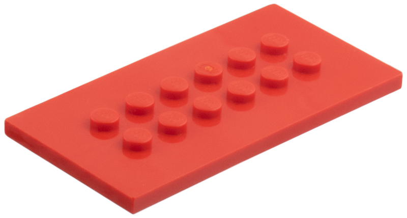 Plate Special 4 x 8 with Studs in Centre in Red