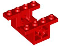 Gearbox 4 x 4 x 1 2/3 with 1 x 2 Cutouts, Pin Holes in Red