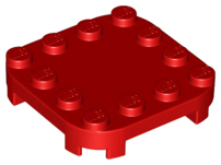 Plate Round Corners 4 x 4 x 2/3 Circle with Reduced Knobs in Red
