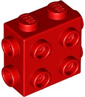 Brick Special 1 x 2 x 1 2/3 with 8 Studs on 3 Sides in Red