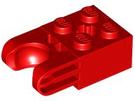 Technic Brick Special 2 x 2 with Ball Socket Wide and Axle Hole, No Arm Holes in Red