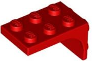 Bracket 2 x 3 - 2 x 2, Curved Sides in Red
