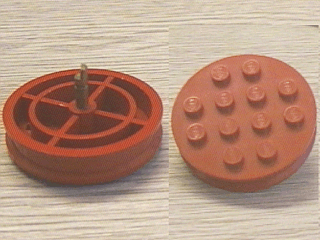 Wheel Old with 12 Studs and Axle Cam for motor in Red