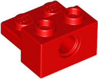 Technic Brick Special 1 x 2 with Pin Hole and 1 x 2 Plate in Red
