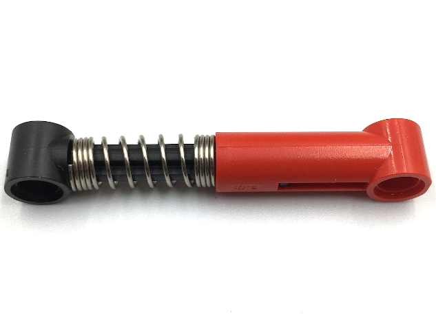 Technic Shock Absorber 6.5L with Hard Spring, Tight Coils at End, Black Rod [Complete Assembly] in Red