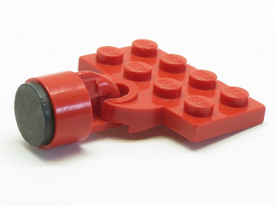 Plate Special 2 x 4 with Train Coupler Open with Magnet Short Cylinder Red in Red