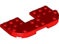 Plate Round Corners Double 4 x 8 with 2 x 2 Cutout and 2 x 8 Raised Studs, Reduces Nubs in Red