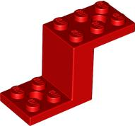 Bracket 5 x 2 x 2 1/3 with Holes, Inside Stud Holder in Red