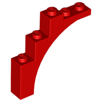 Brick Arch 1 x 5 x 4 [Irregular Bow, Raised Underside Cross Supports] in Red