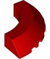 Brick Round Corner 5 x 5 x 1 Slope, Bottom Cut Outs, No Studs, Flat Top in Red