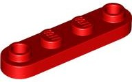 Plate Special 1 x 4 Rounded with 2 Open Studs in Red