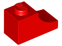 Brick Curved 2 x 1 with Inverted Cutout in Red
