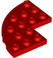 Plate Round Corner 5 x 5 with 2 x 2 Cutout in Red