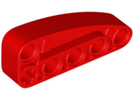 Technic Beam 2 x 5 L-Shape with Quarter Ellipse Thick in Red