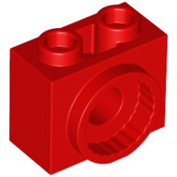 Brick Special 1 x 2 x 1 1/3 with Rotation Joint Socket in Red