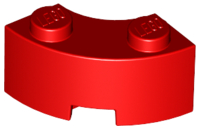 Brick Round Corner 2 x 2 Macaroni with Stud Notch and Reinforced Underside [New Style] in Red