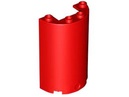 Cylinder Half 2 x 4 x 5 with 1 x 2 cutout in Red