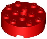 Brick Round 4 x 4 Centre Hole in Red
