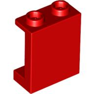 Panel 1 x 2 x 2 [Side Supports / Hollow Studs] in Red