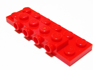 Plate Special 2 x 6 x 2/3 with 4 Studs on Side, 1 Support Wall on Bottom in Red