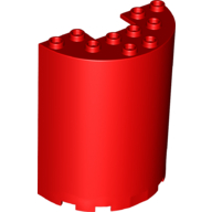 Cylinder Half 3 x 6 x 6 with 1 x 2 Cutout in Red