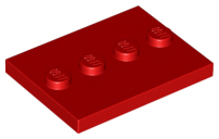 Plate Special 3 x 4 with 1 x 4 Center Studs [Plain] in Red