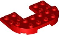 Plate Round Corners Double 4 x 6 with 2 x 2 Cutout and 2 x 6 Raised Studs in Red