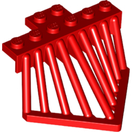 Train Cow Catcher, Plate Special 2 x 6 with Sloped Bars in Red