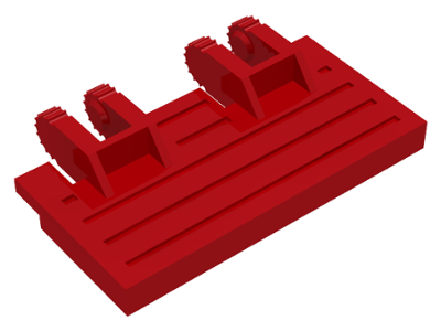 Hinge Train Gate 2 x 4 Locking Dual 2 Fingers without Rear Reinforcements, 7 Teeth in Red