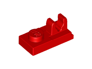 Plate Special 1 x 2, Top Clip [Split] in Red