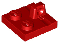 Hinge Plate 2 x 2 Locking with 1 Finger on Top in Red