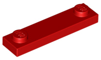 Plate Special 1 x 4 with 2 Studs, 3 Bottom Tubes in Red