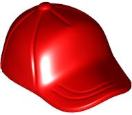 Hat / Cap Short Curved Bill with Seams on Peak and Button on Top in Red
