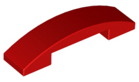 Brick Curved 4 x 1 Double, No Studs in Red