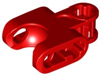 Technic Axle Connector 2 x 3 with Ball Socket, Open Lower Axle Holes in Red